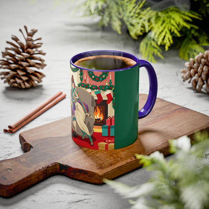 🖤🔥 The Lady Of The Christmas Hearth Colorful Mug – Art Deco Holiday Elegance