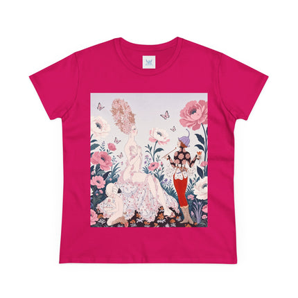 🌸🦋 The Enchanted Rose Garden Encounter Cotton Tee – Art Deco Floral Whimsy