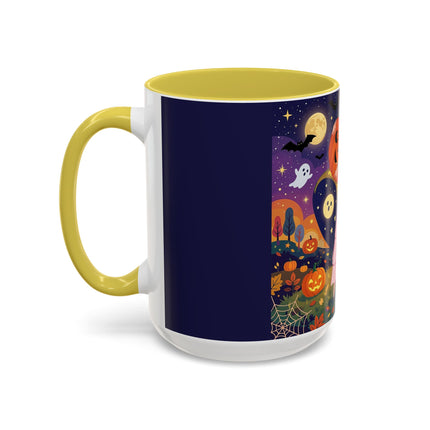 🎃🐈‍⬛ The Pumpkin Moon Embrace Colorful Mug – Whimsical Halloween Charm
