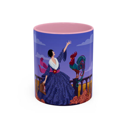 The Dawn Serenade Colorful Mug (11oz, 15oz) – Rooster Beauty, Morning Charm & Art Deco Elegance