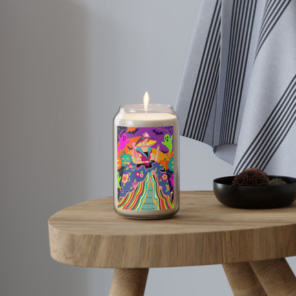 🌈👻 The Rainbow Ghost Masquerade Scented Soy Candle – Colorful Halloween Charm