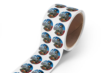 Elegant Winter Woman in Sleigh Round Sticker Label Rolls