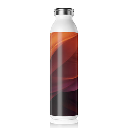 Wave Pattern with Intertwined Hues of Orange, Rose, Maroon, and Purple Slim Water Bottle