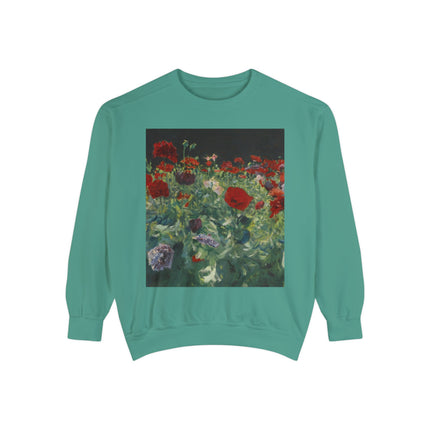 Poppies (A Study of Poppies for Carnation, Lily, Lily, Rose) by John Singer Sargent Unisex Garment-Dyed Sweatshirt