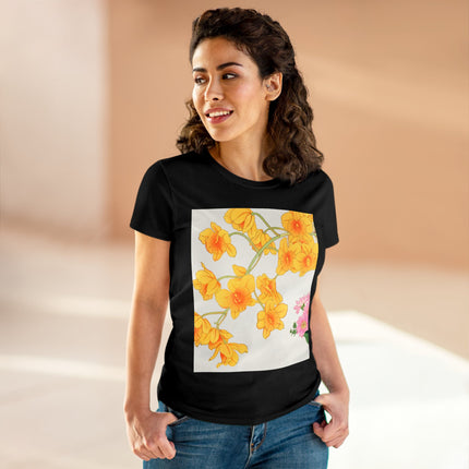 Golden Bow Orchid Women's Midweight Cotton Tee