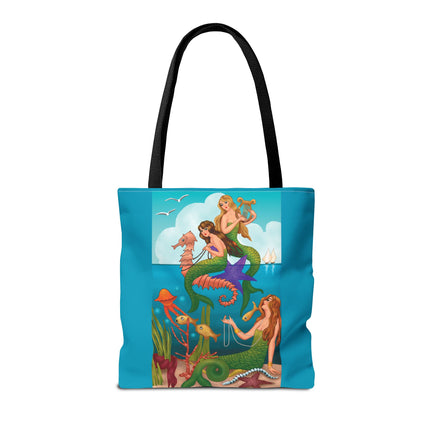 Three Mermaids with Strings of Pearls by Carlo Chiostri Tote Bag (AOP)