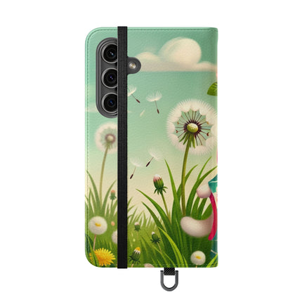 🌾🌼 Geisha Kitten and the Dandelion Wish Flip Case – Gentle Wishes & Quiet Wonder