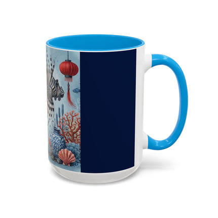 Lionfish & Lantern Colorful Mug – Mystical Ocean & Asian Harmony