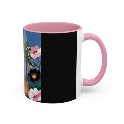 🌹🎄 The Lady Of The Candlelit Rose Tree Colorful Mug – Art Deco Christmas Garden