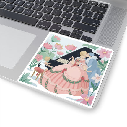 🎹💕 The Christmas Serenade Kiss-Cut Sticker – Art Deco Holiday Romance