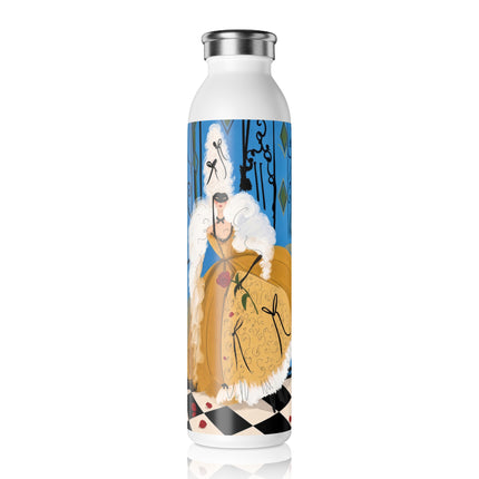 🎭🌹 The Lady Behind The Gilded Gates Slim Water Bottle – Art Deco Masquerade Elegance