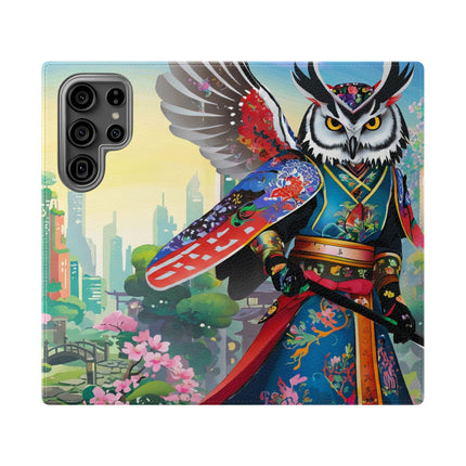 🦉⚔️ Cyberpunk Samurai Owl Flip Case – Neon Wisdom & Warrior Honor
