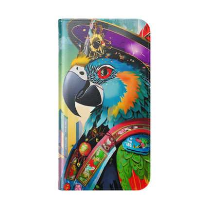 🦜⚡ Tech Plumes Flip Case – Neon Feathers & Futuristic Brilliance