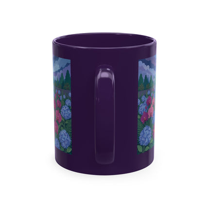 🦚🌸 The Lady & The Peacock On The Garden Steps Ceramic Mug – Art Deco Garden Elegance
