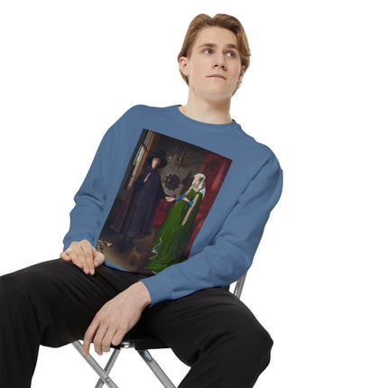 Arnolfini Portrait by Jan Van Eyck Unisex Garment-Dyed Sweatshirt