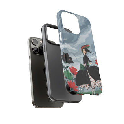 🌧️🌺 The Stormy Flower Walk Phone Case – Art Deco Floral Fashion