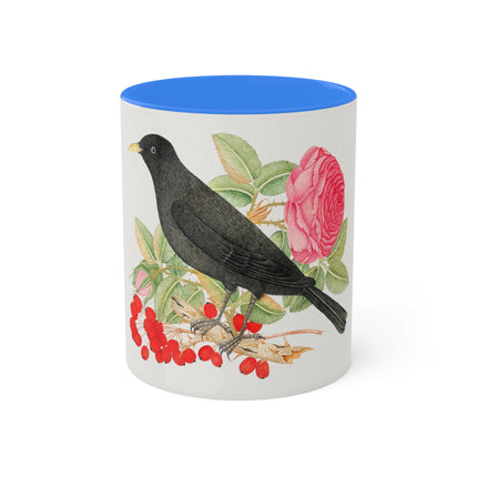 Blackbird with Roses by Anonymous Colorful Mugs, 11oz