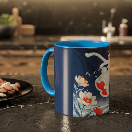 ❄️⛸️ The Winter Skater’s Flight Colorful Mug – Art Deco Floral Fantasy