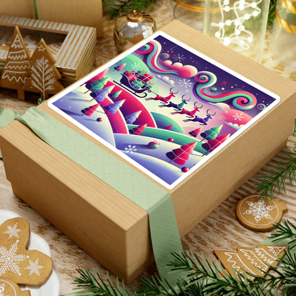 Festive Reindeer Flight Kiss-Cut Stickers (4 Sizes)