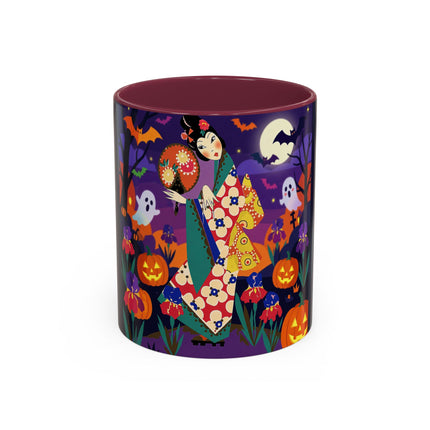 🌙🎃 The Moonlit Garden Masquerade Colorful Mug – Floral Halloween Charm