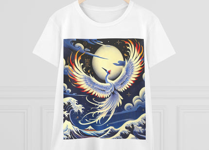 Majestic White Crane Women's Midweight Cotton Tee