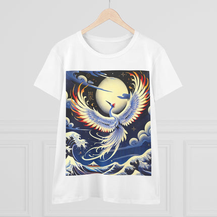 Majestic White Crane Cotton Tee