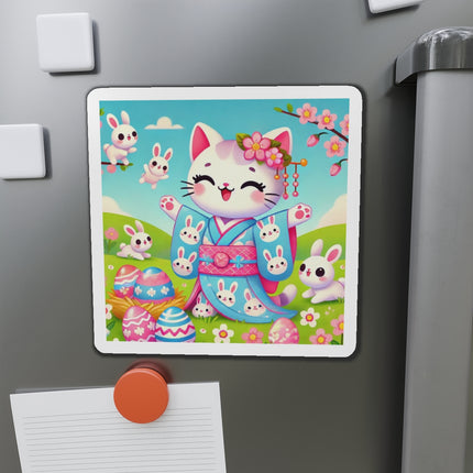 Springtime Kitten’s Easter Joy Die-Cut Magnets (5 Sizes)