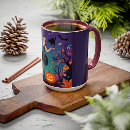 🐈‍⬛🎃 The Midnight Black Cat Masquerade Colorful Mug – Whimsical Halloween Elegance