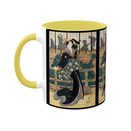 Japanese woman woodcut print by Kikukawa Eizan Colorful Mugs, 11oz