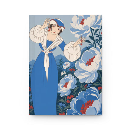 💙🌸 The Blue Blossom Garden Dancer Hardcover Journal – Art Deco Floral Elegance
