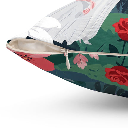 🌹💌 The Garden Of Blown Kisses Square Pillow – Art Deco Floral Romance
