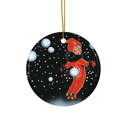A Festive Snowball Ceramic Ornament, 3 Shapes