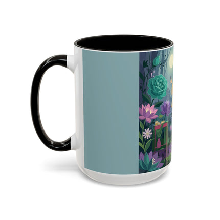The Lady Of The Moonlit Garden Colorful Mugs – Art Deco Botanical Serenity