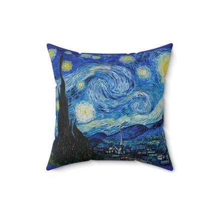 The Starry Night by Vincent Van Gogh Spun Polyester Square Pillow