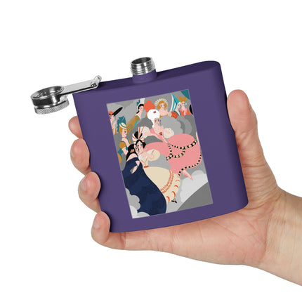 Celestial Masquerade Stainless Steel Flask – Theatrical Elegance & Floating Whimsy