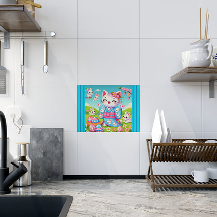 Springtime Kitten’s Easter Joy Ceramic Tile