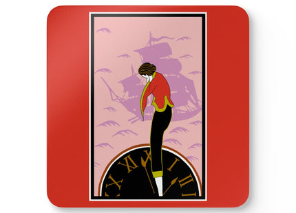 Woman Waiting for her Beloved at 1:59 by Kobayashi Kaichi Corkwood Coaster Set