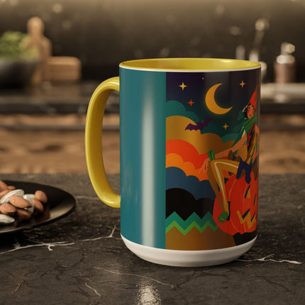 🌙🎃 The Witch Of Crescent Moon Pumpkin Colorful Mug – Colorful Halloween Charm