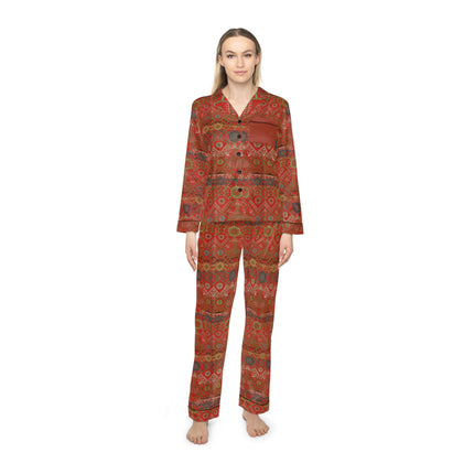 Japanese Fan Pattern by G.A. Audsley Women's Satin Pajamas (AOP)