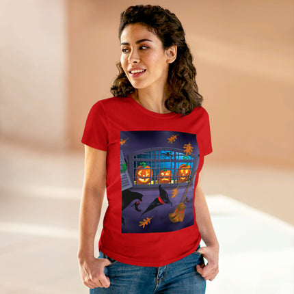 Whimsical Halloween Mischief Women's Midweight Cotton Tee