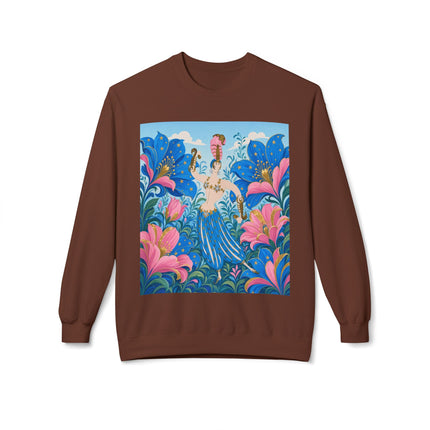 🌟🌸 The Starry Blossom Garden Dancer Midweight Crewneck Sweatshirt – Art Deco Floral Fantasy