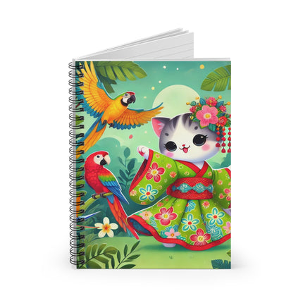 Parrot Dance of the Geisha Kitten Spiral Notebook - Ruled Line