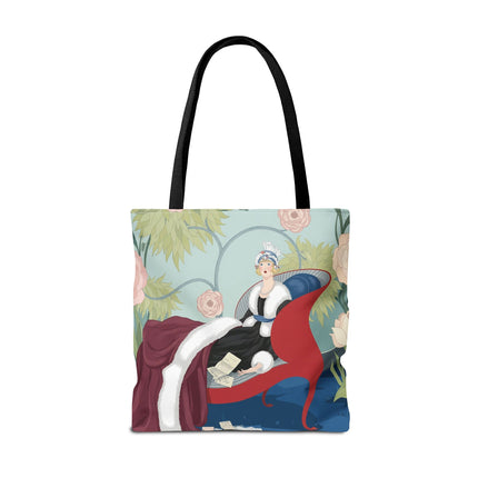 💌🌸 The Lady Of The Secret Letters Tote Bag – Art Deco Floral Elegance