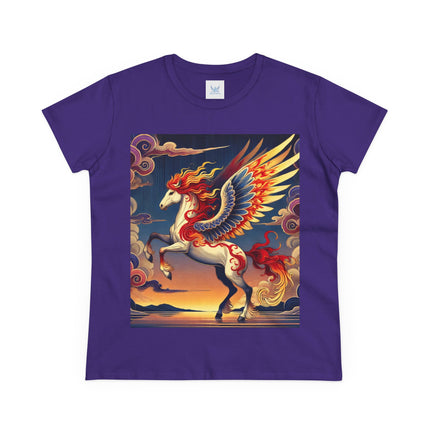 Flame-Winged Horse at Sunset Cotton Tee