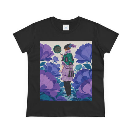 💜🌸 The Violet Garden Promenade Cotton Tee – Art Deco Floral Fashion