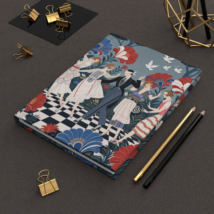 🎭🌺 The Enchanted Garden Dance Hardcover Journal – Art Deco Floral Celebration