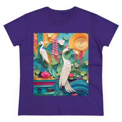 Elegant Egret Oasis Women's Midweight Cotton Tee
