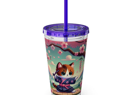 Samurai Kitten Sunsplash Tumbler with Straw, 16oz