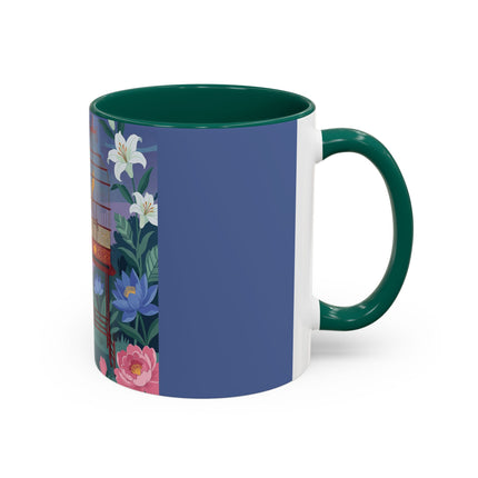 Whispers to the Golden Songbird Colorful Mugs – Art Deco Garden Elegance