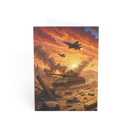 🦓💥 The Little Zebra Battlefield Dash Greeting Card – Whimsical Animal Adventure